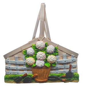 Dimensional Gardening Scene Woven Basket with Handle Flowers Mother's Day